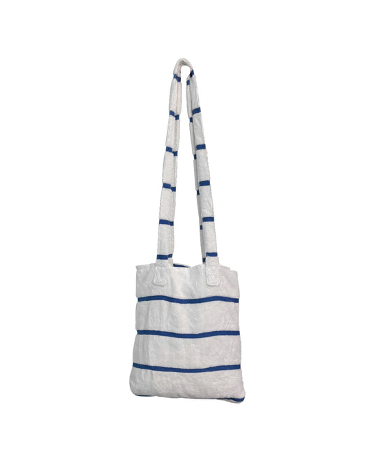 TOALLA BOLSO DE PLAYA CON RAYAS AZULES 550 GSM