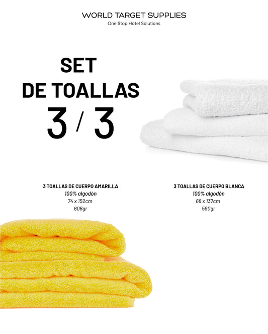 SET DE TOALLAS AMARILLAS Y BLANCAS